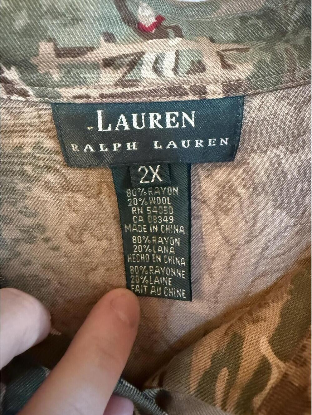 Ralph Lauren Equestrian horse dog  Fox Hunt Shirt Wool Blend sz 2X RARE - Picture 4 of 4